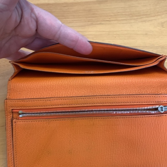 Hermès Bearn Soufflet Wallet Orange Epsom Leather Vintage FAIR CONDITION - Picture 8 of 15